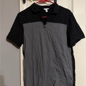 Calvin Klein Men's Black and Gray Polo Shirt